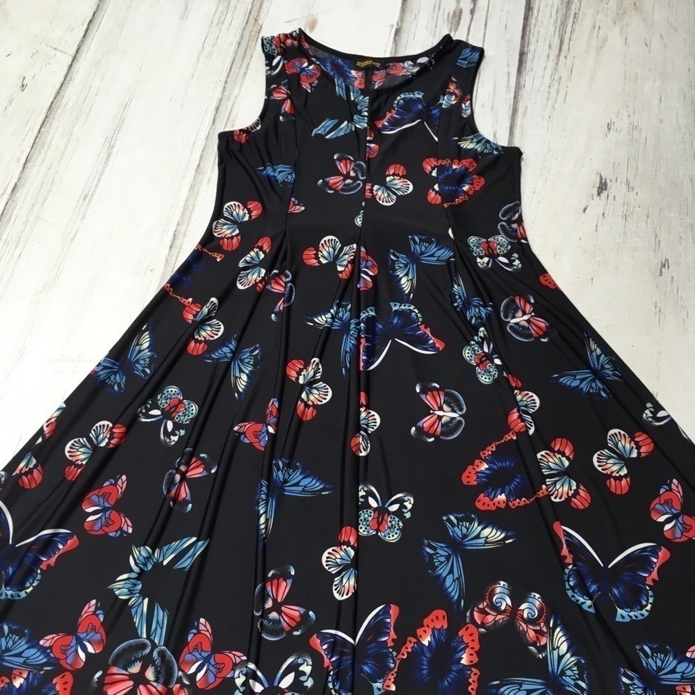 Reborn Dress Black Butterfly Sleeveless Pleated Maxi Small - Picture 4 of 12